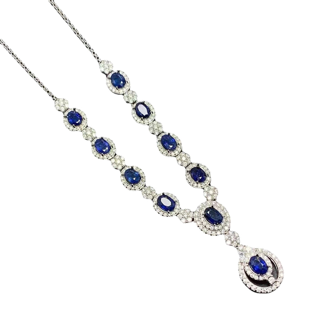 Inlaid Natural Sri Lankan Sapphire Necklace 925 Silver - enhanced image 6