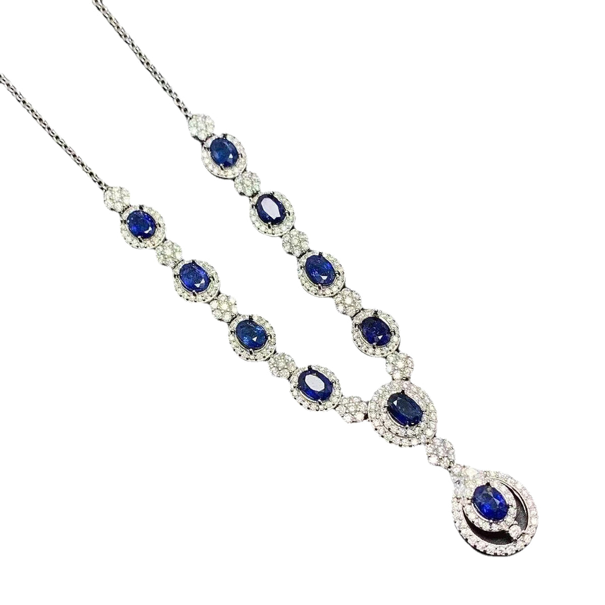 Inlaid Natural Sri Lankan Sapphire Necklace 925 Silver - enhanced image 6