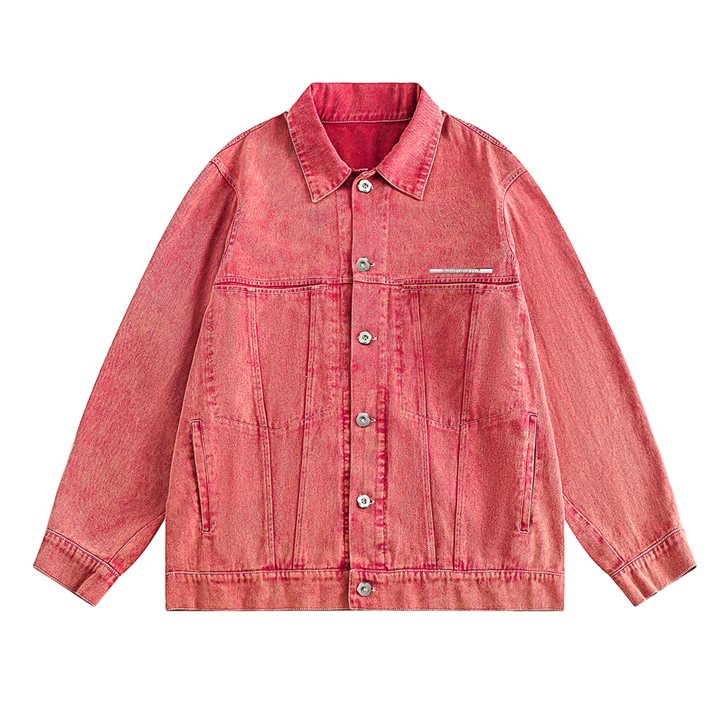 Abstract Embroidered Washed Denim Jacket - enhanced image 6