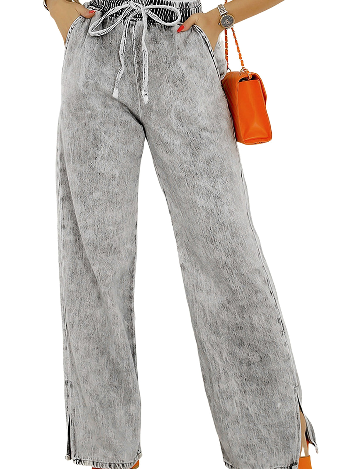 All-matching Light Color Casual Wide-leg Pants - enhanced image 6