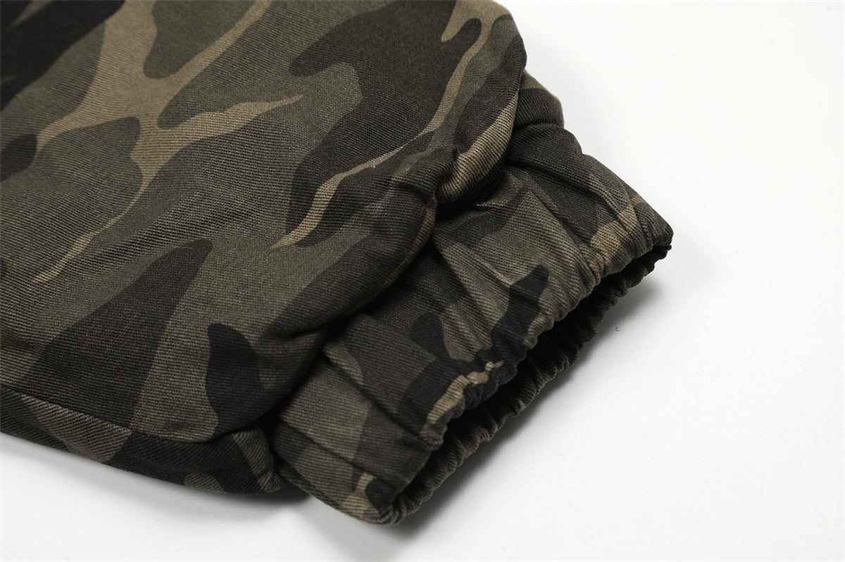 American Retro Camouflage Hooded Cotton Jacket For Men - enhanced image 6