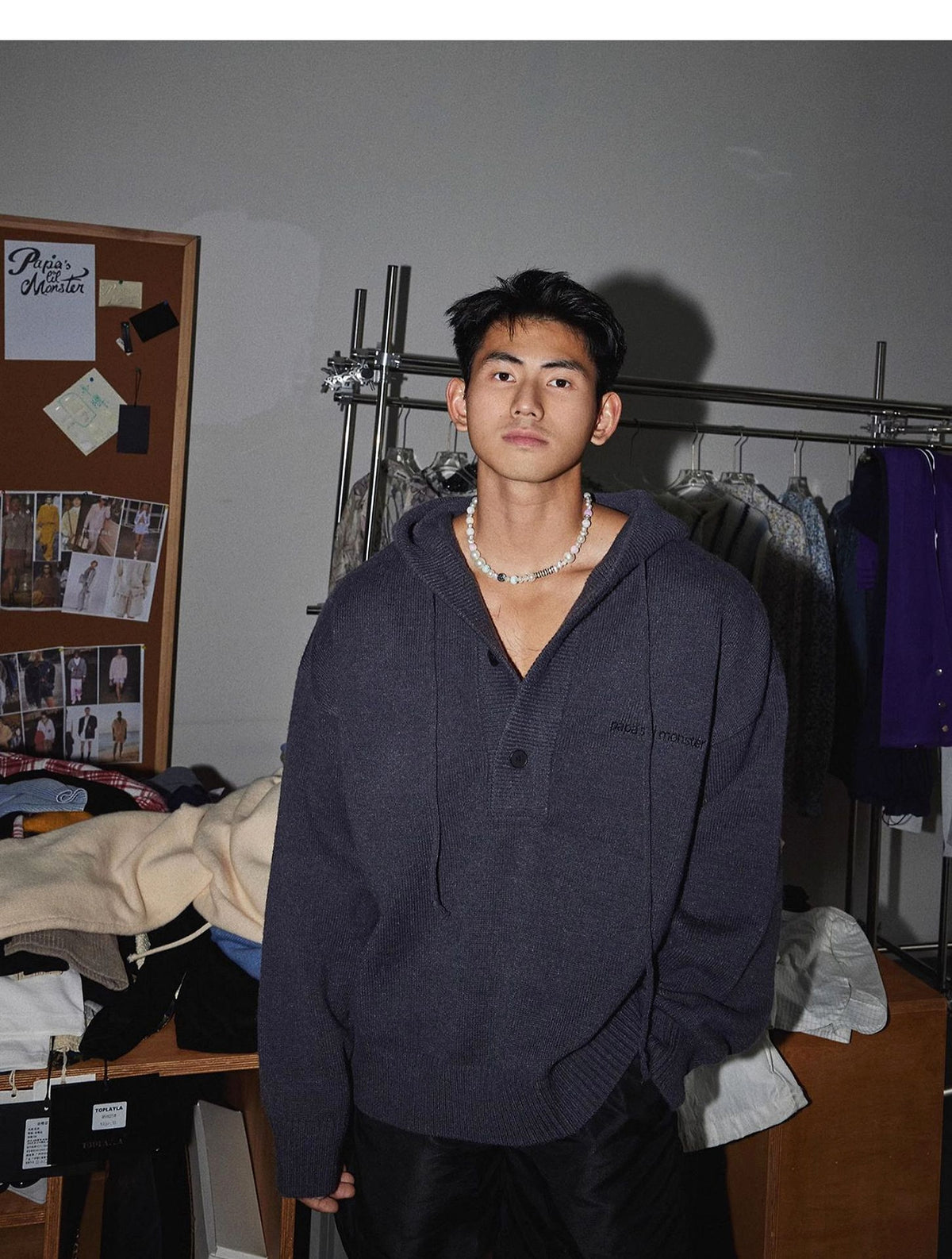 American Simple Embroidery Knitting Hooded Sweater Men - enhanced image 6