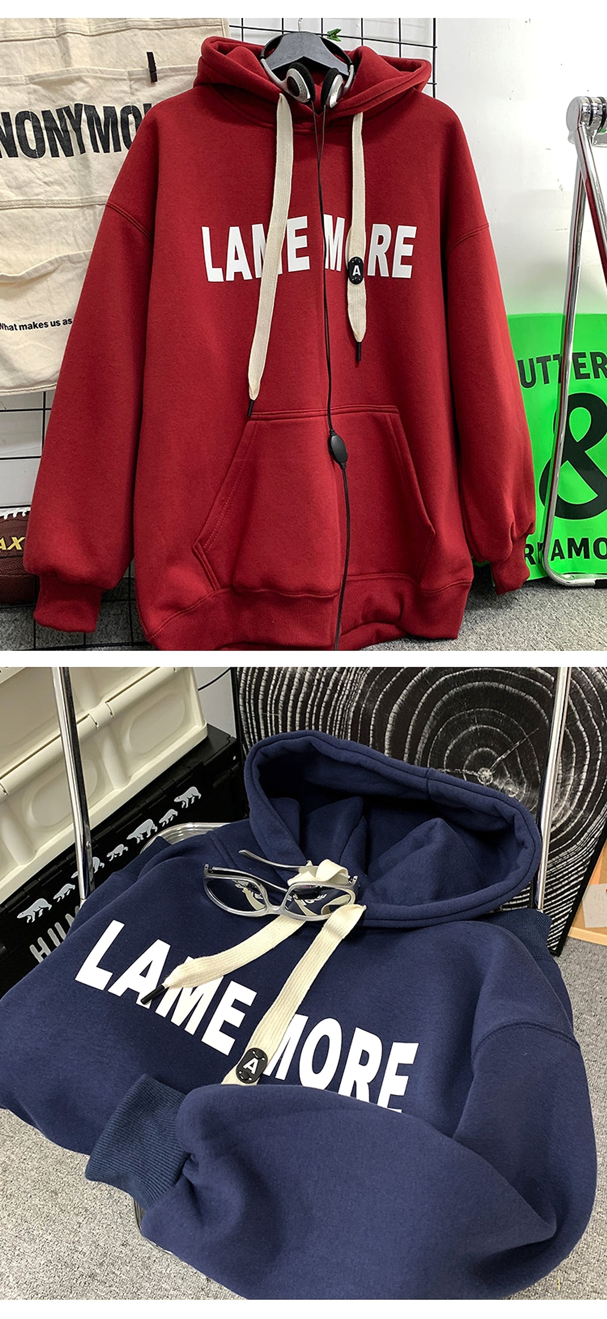 American-style Heavy Hooded Sweater Men's Fleece-lined Thickened - enhanced image 6