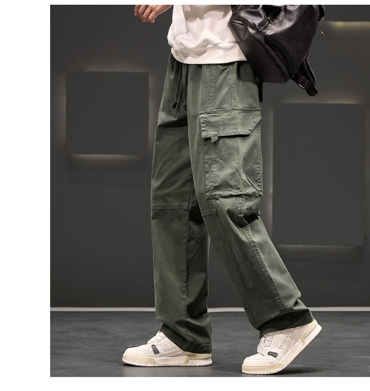 Autumn And Winter New Straight Loose Oversized Cargo Pants Jeans Men - enhanced image 6