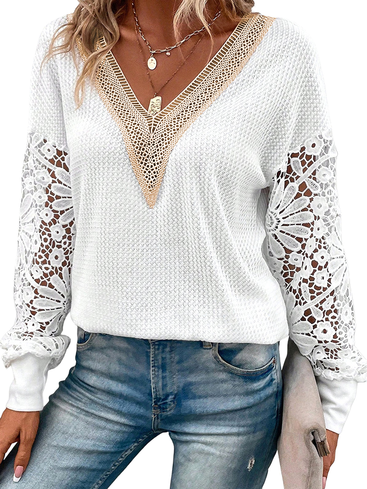 Autumn New Solid Color Pullover V-neck Long Sleeve Top Women's Sweater - enhanced image 6