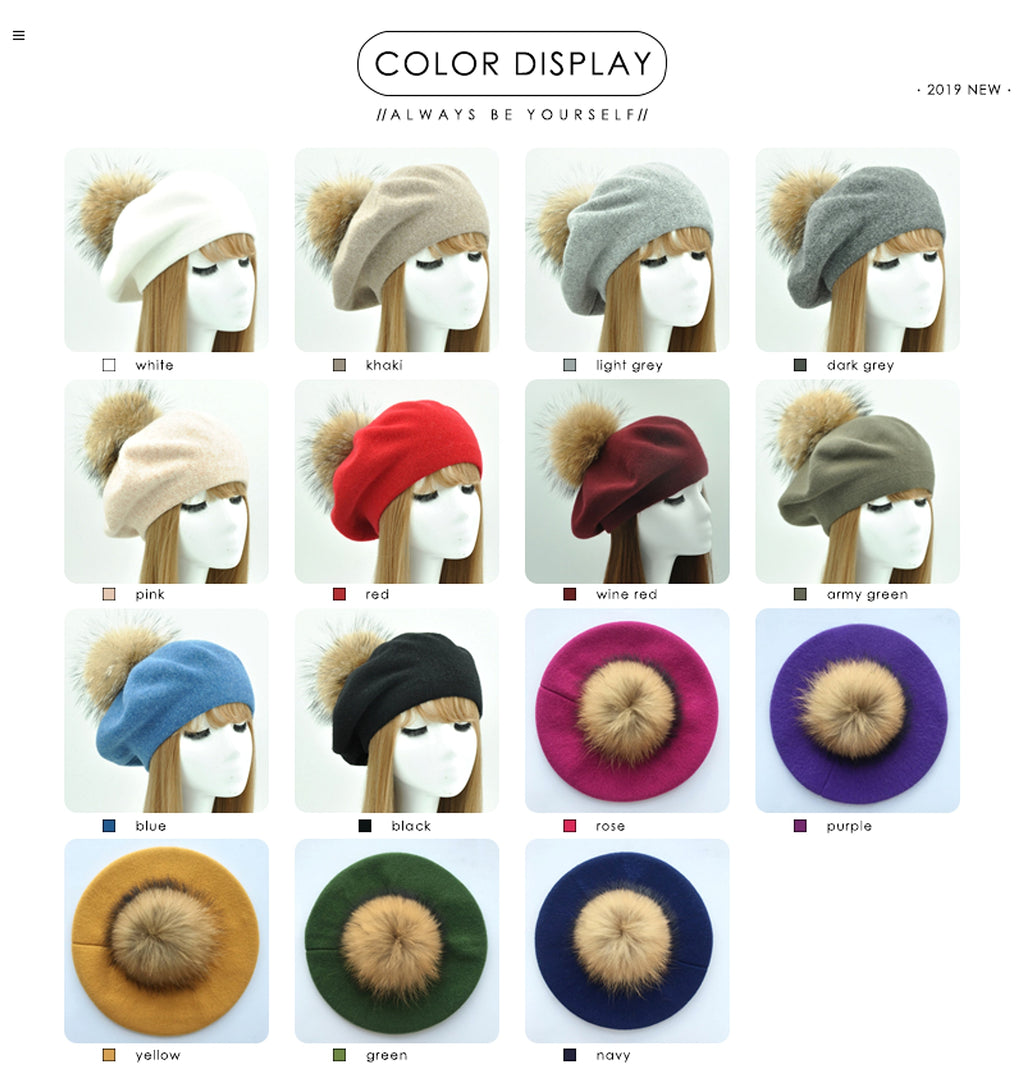 Autumn Winter Berets Hat Women Casual Knitted Wool Beret Wit - enhanced image 6