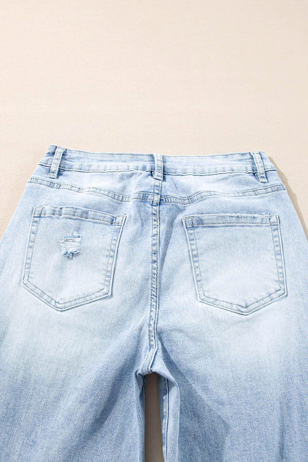 Beau Blue Light Wash Distressed Flare Jeans - enhanced image 6