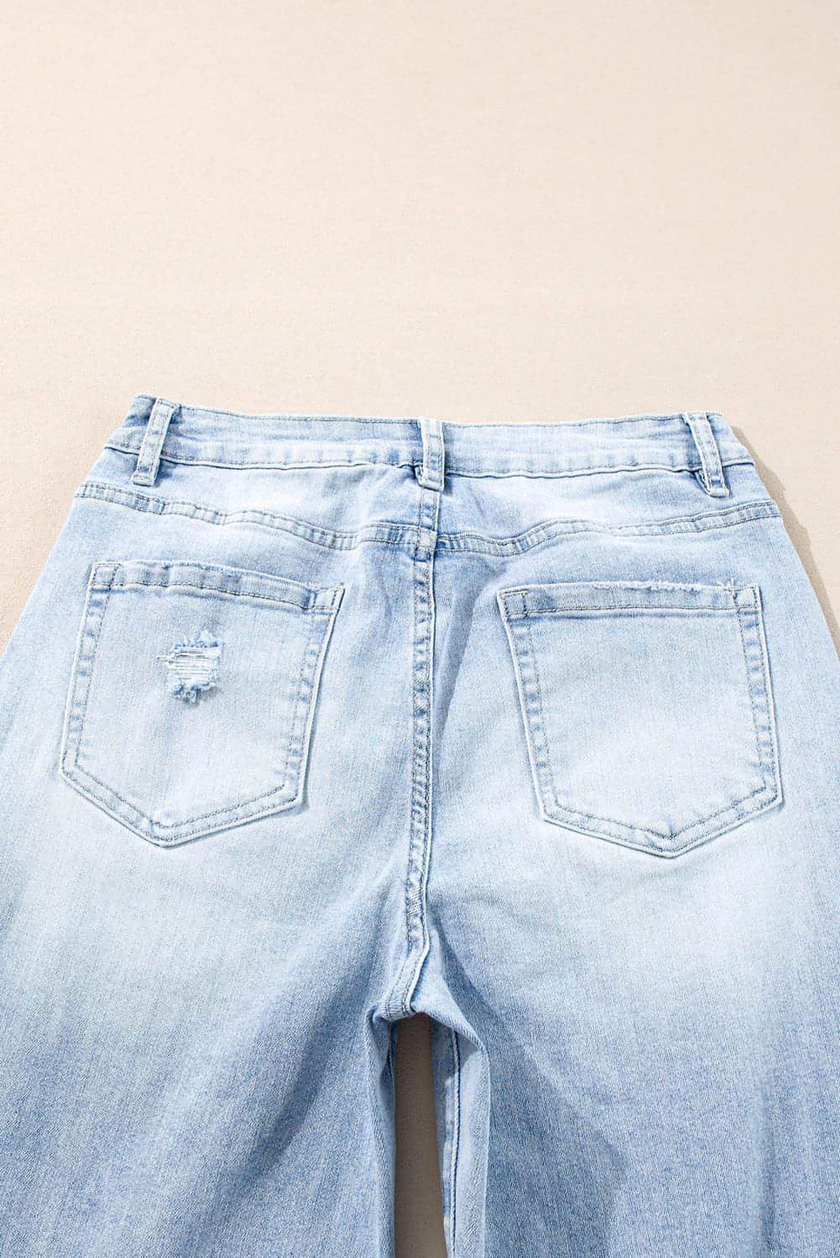 Beau Blue Light Wash Distressed Flare Jeans - enhanced image 6