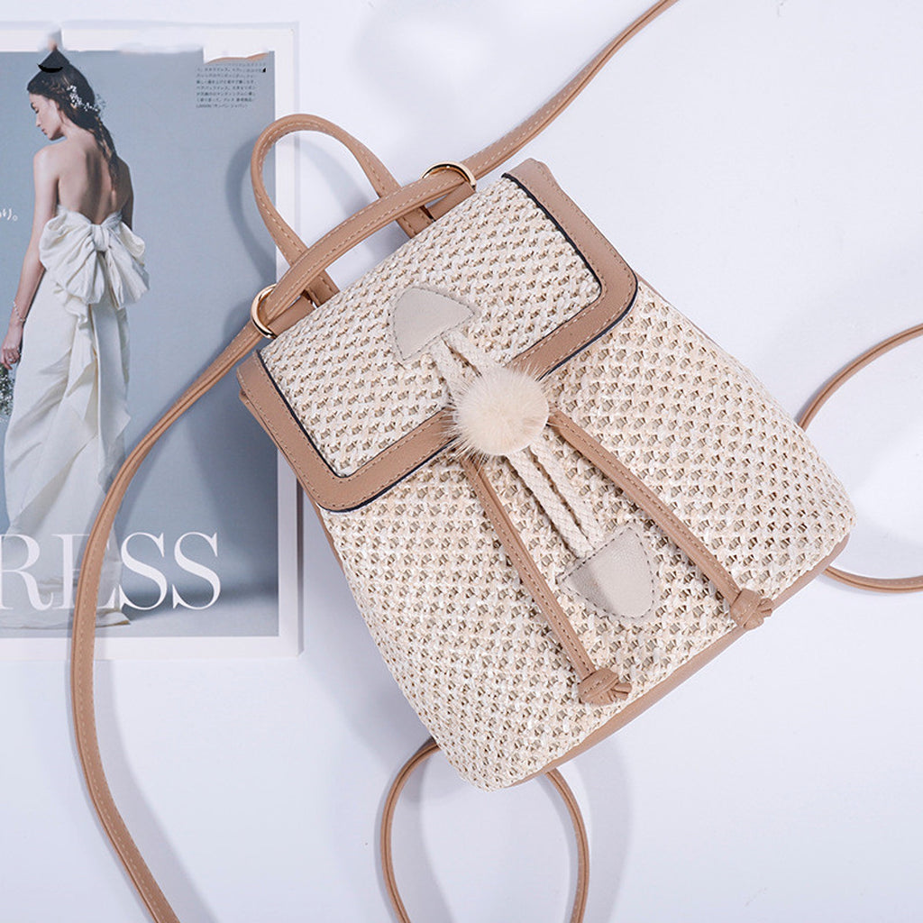 Bellique™ – Woven PU Leather Backpack with Fur Accent - enhanced image 6