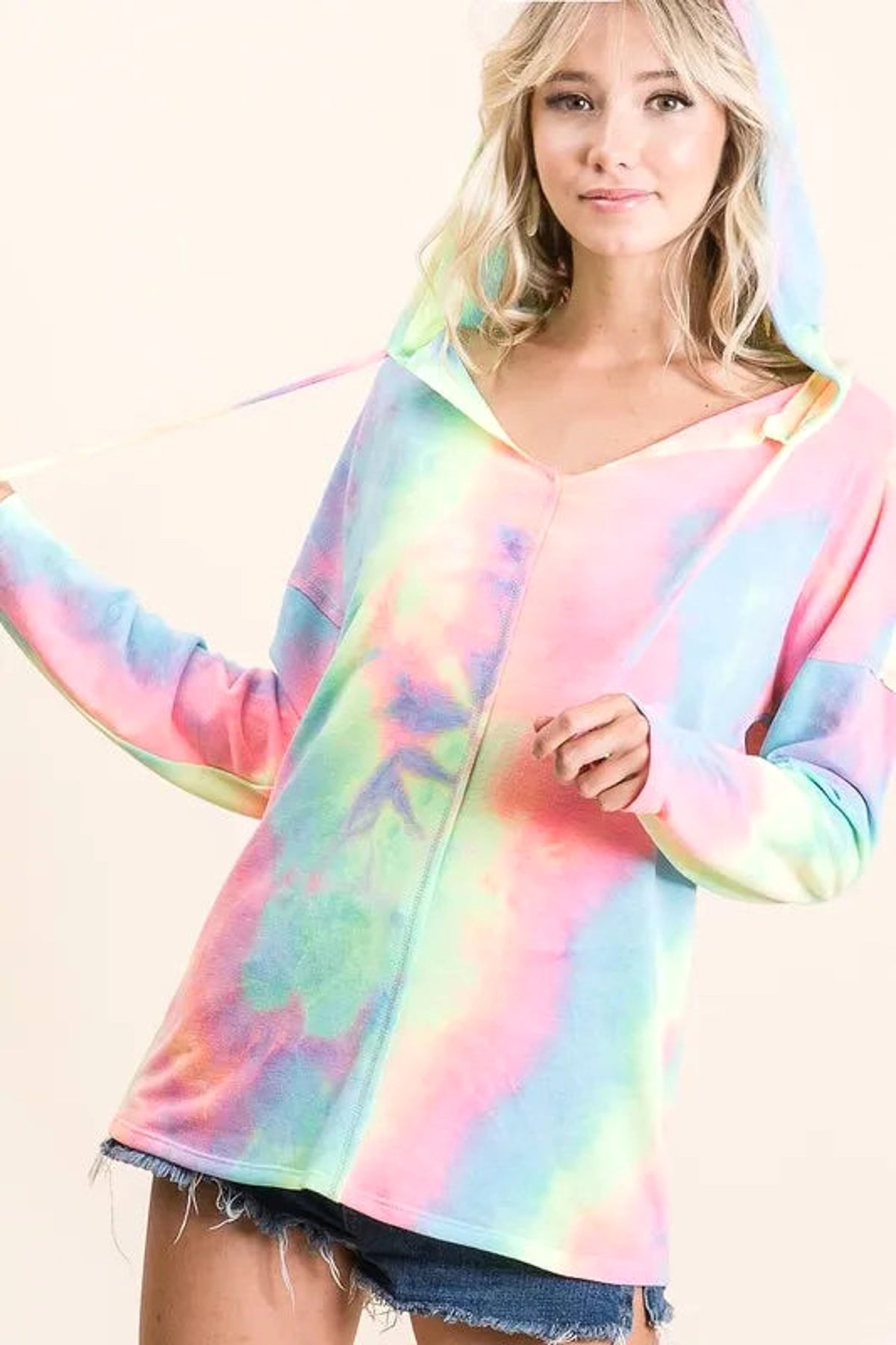 BiBi Tie Dye Terry Long Sleeve Hoodie - enhanced image 6