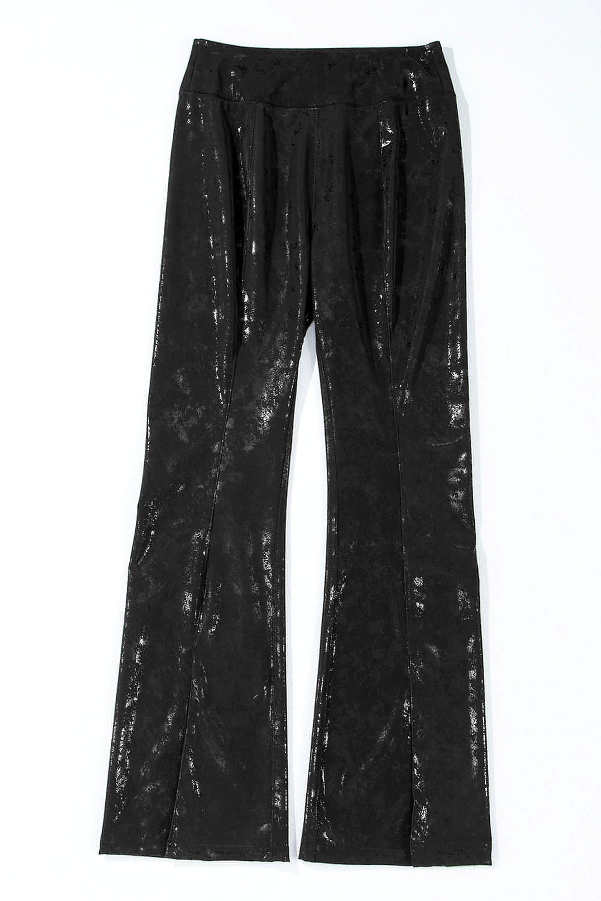 Black Faux Leather Splits High Waist Leggings - enhanced image 6