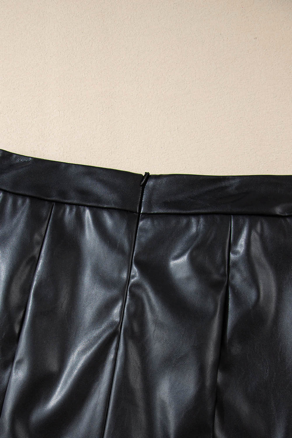 Black PU Leather Side Slits Slim Fit High Waist Mini Skirt - enhanced image 6