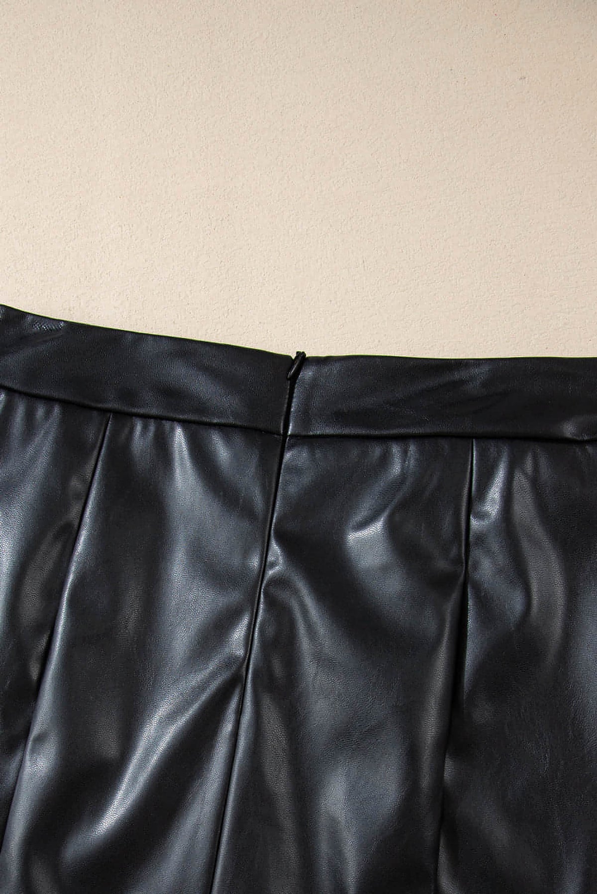 Black PU Leather Side Slits Slim Fit High Waist Mini Skirt - enhanced image 6