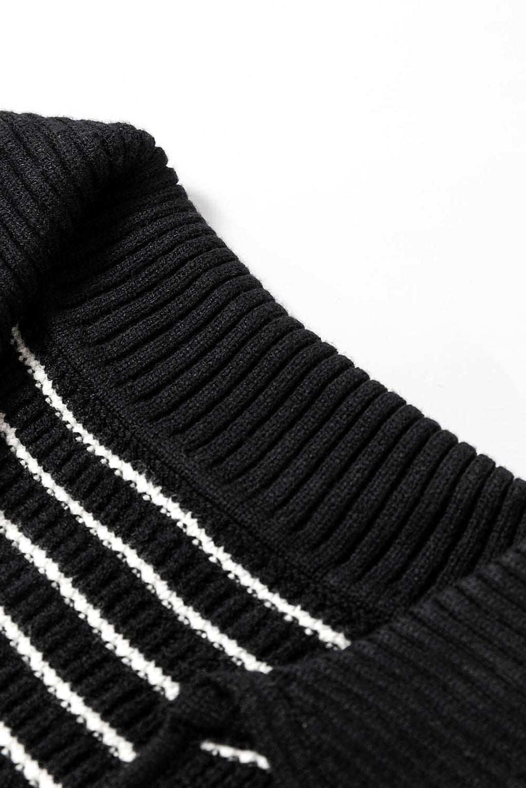 Black Stripe Turn-down V Neck Sweater Tank Top - enhanced image 6