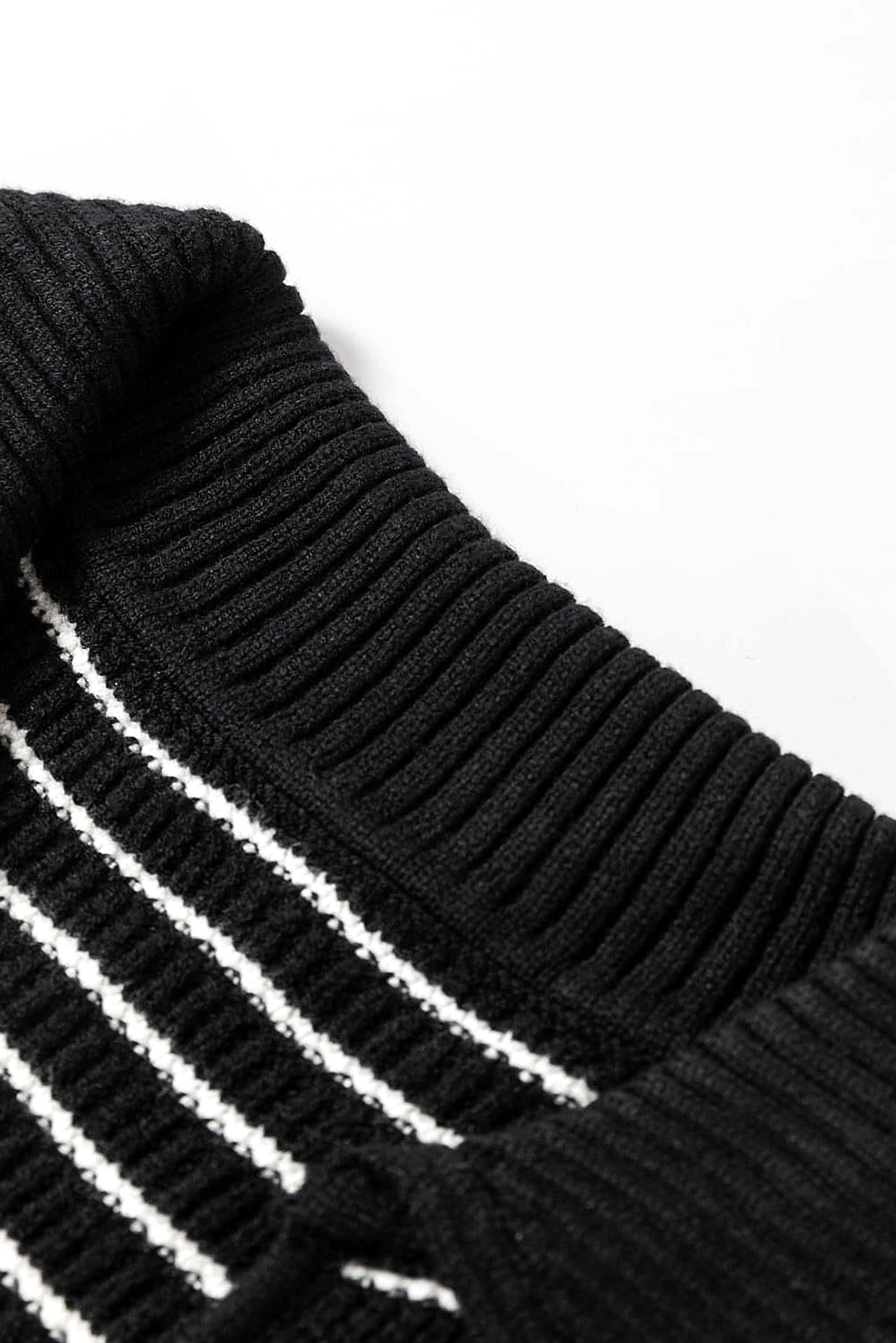 Black Stripe Turn-down V Neck Sweater Tank Top - enhanced image 6