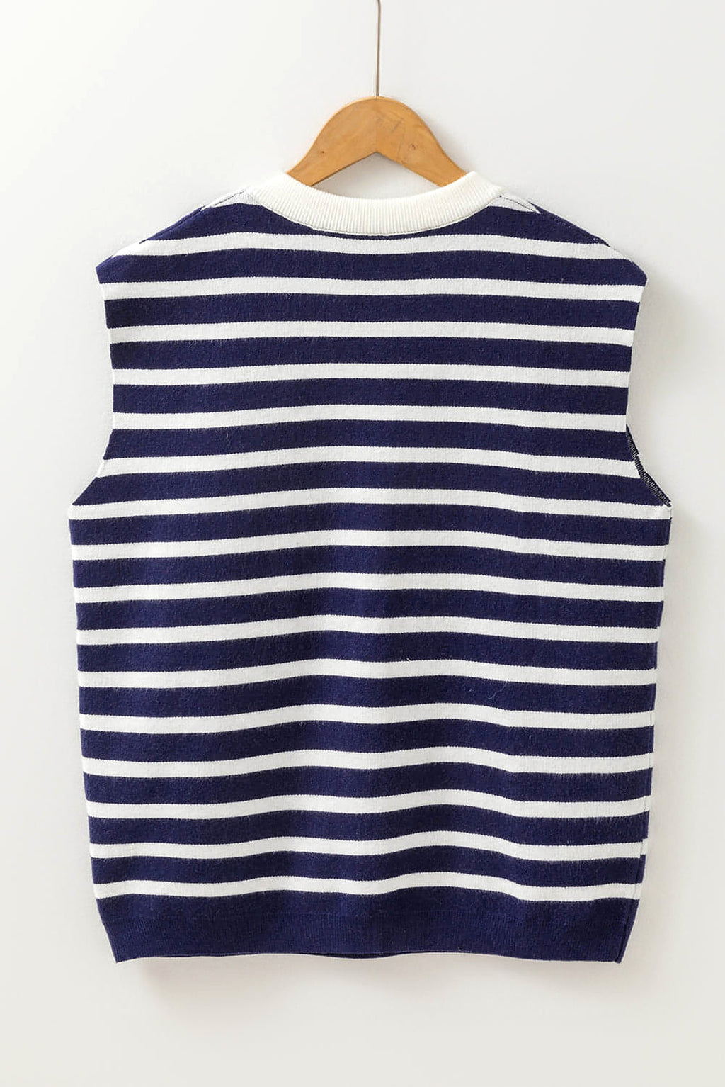 Blue Stripe Knitted Bow Decor Sweater Vest - enhanced image 6