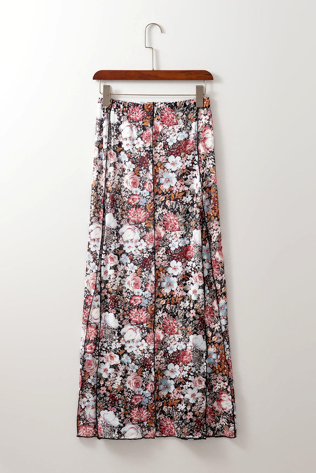 Brown Floral Print High Waist Maxi Skirt - enhanced image 6