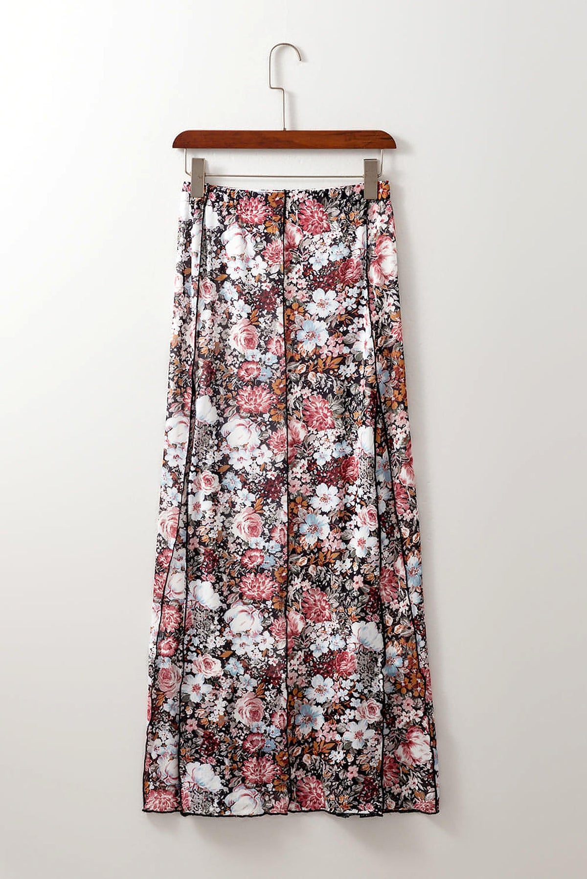 Brown Floral Print High Waist Maxi Skirt - enhanced image 6