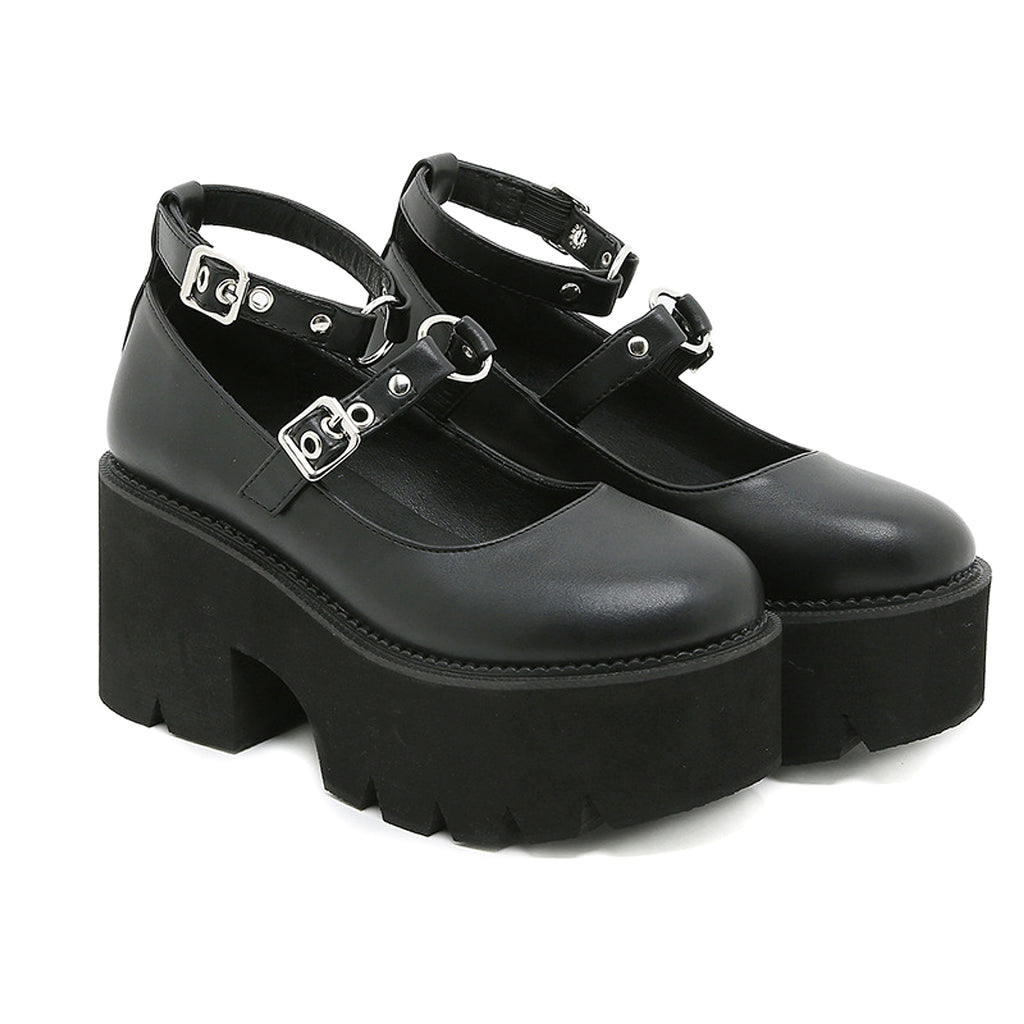 Buckle British Style Retro Platform Shoes - enhanced image 6