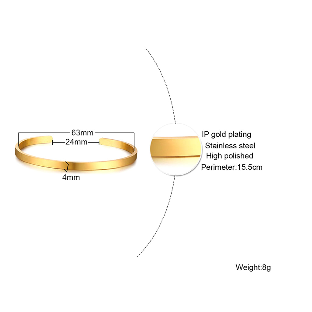 Can Be Engraved Light Body Opening Titanium Steel Men's Bracelet - enhanced image 6
