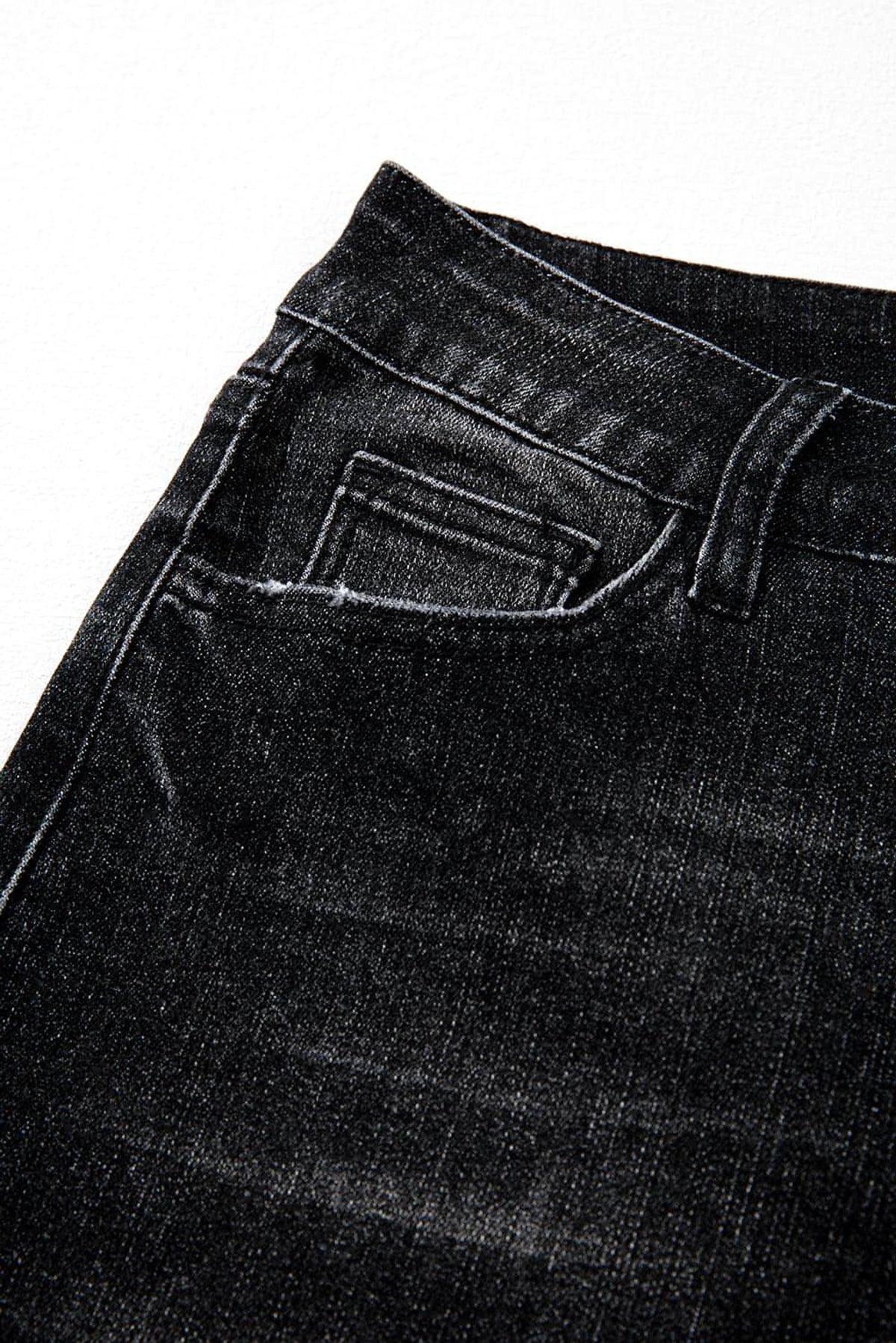 Carbon Grey Mineral Wash Raw Hem High Waist Flared Jeans - enhanced image 6
