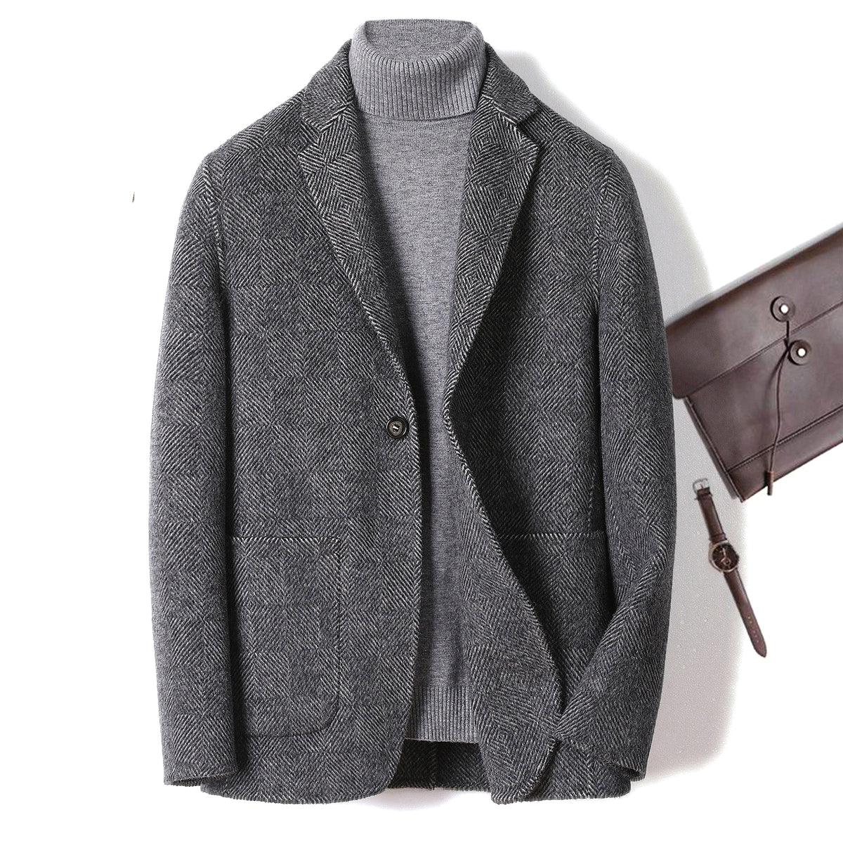 Cashmere Short Wool Jacket Men - enhanced image 6