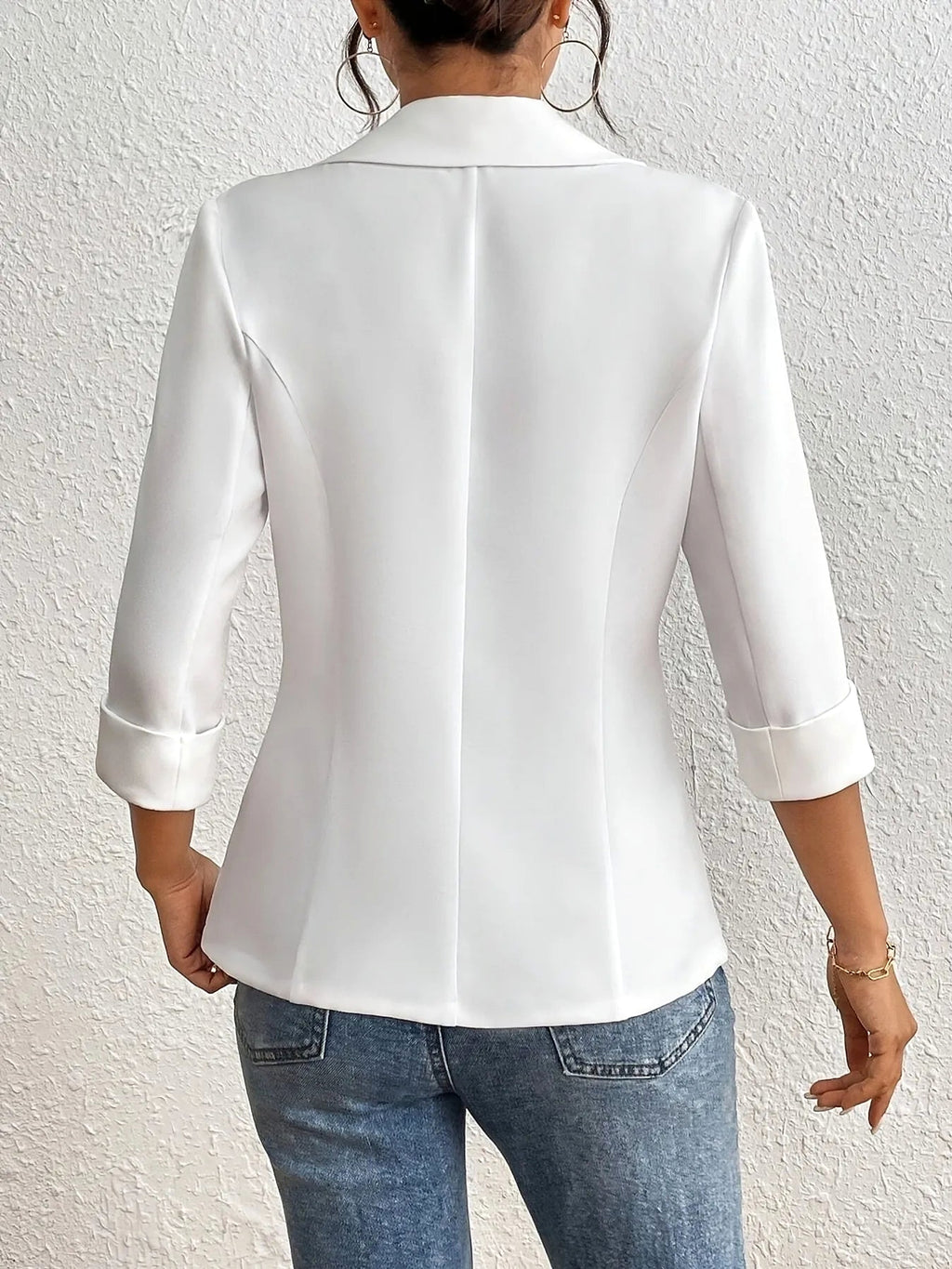 Classic Lapel Collar One Button Blazer - enhanced image 6