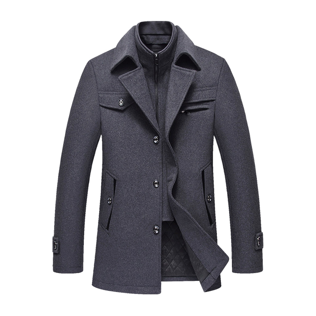 Collar Casual Wool Blends Trench Coats - enhanced image 6