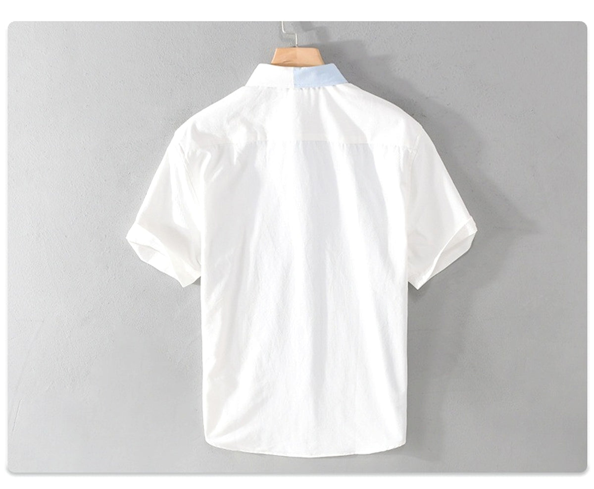 Contrast Color Pocket Short Sleeve DressShirt - enhanced image 6