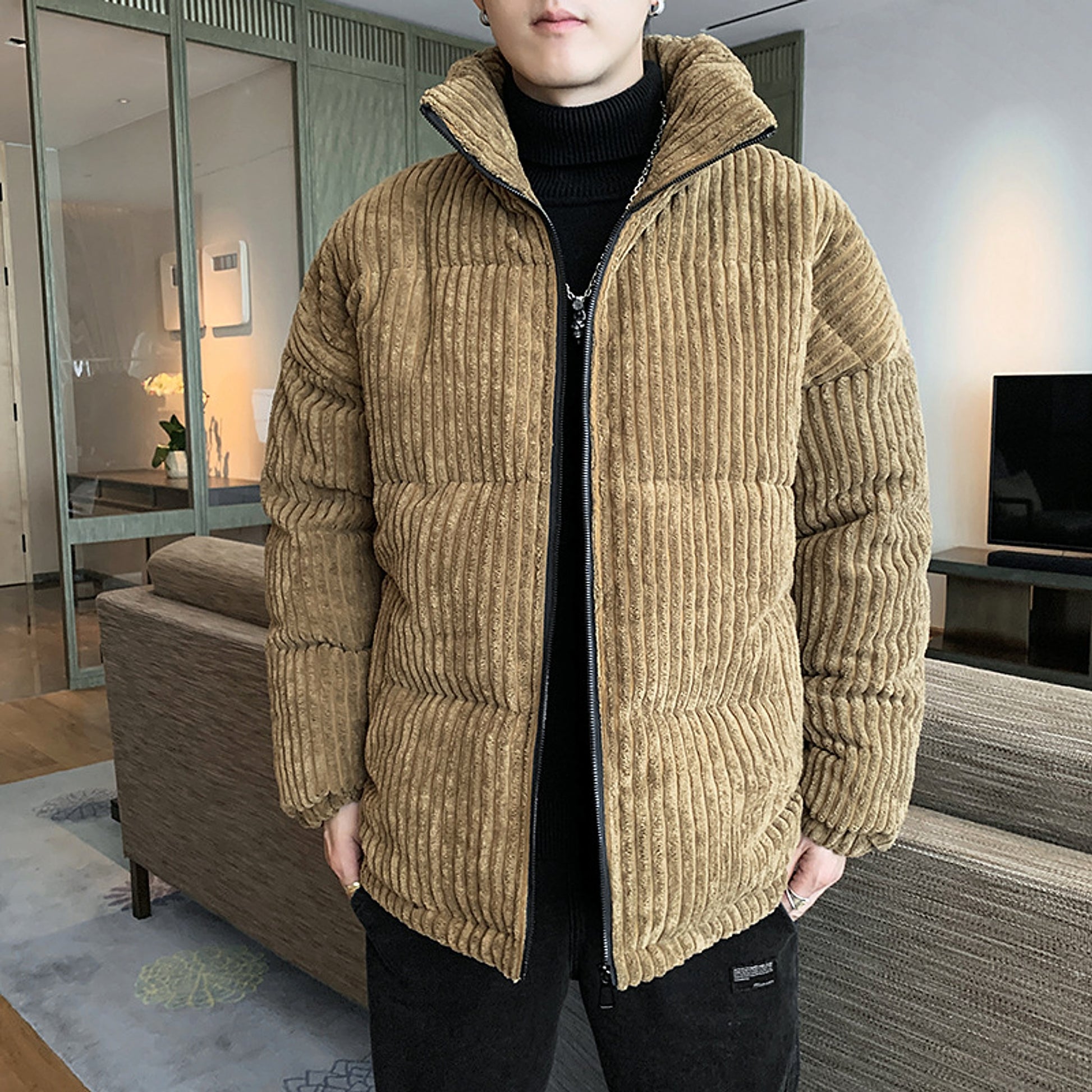 Corduroy Padded Jacket Men Winter Thickening - enhanced image 6