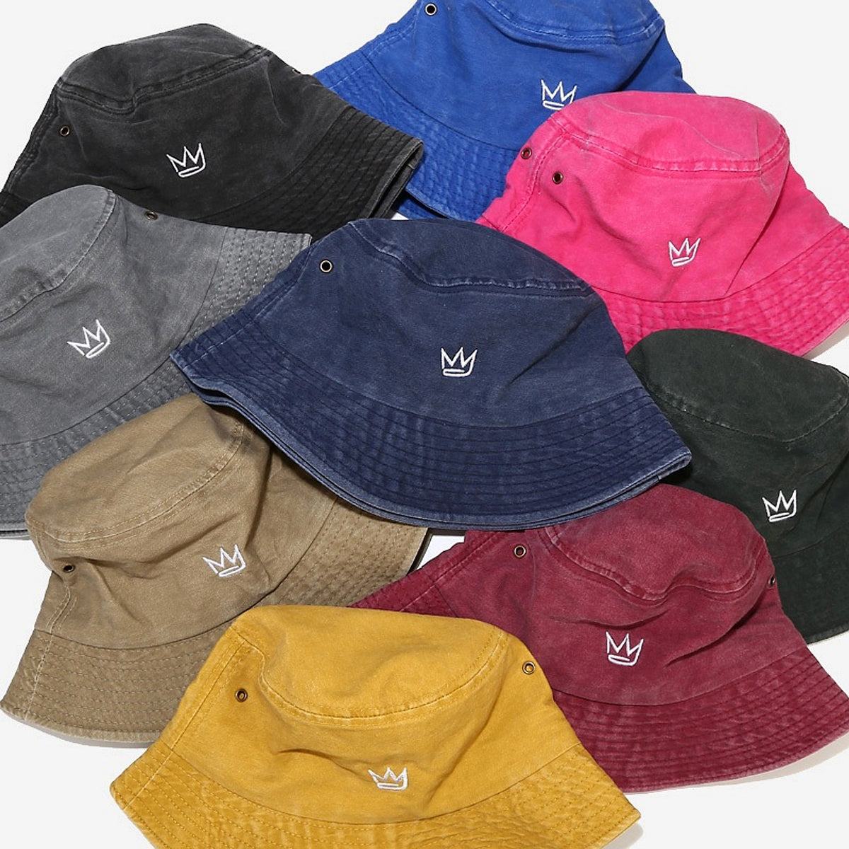 Crown Embroidered Fisherman Hat Washed Cotton Vintage Distressed - enhanced image 6