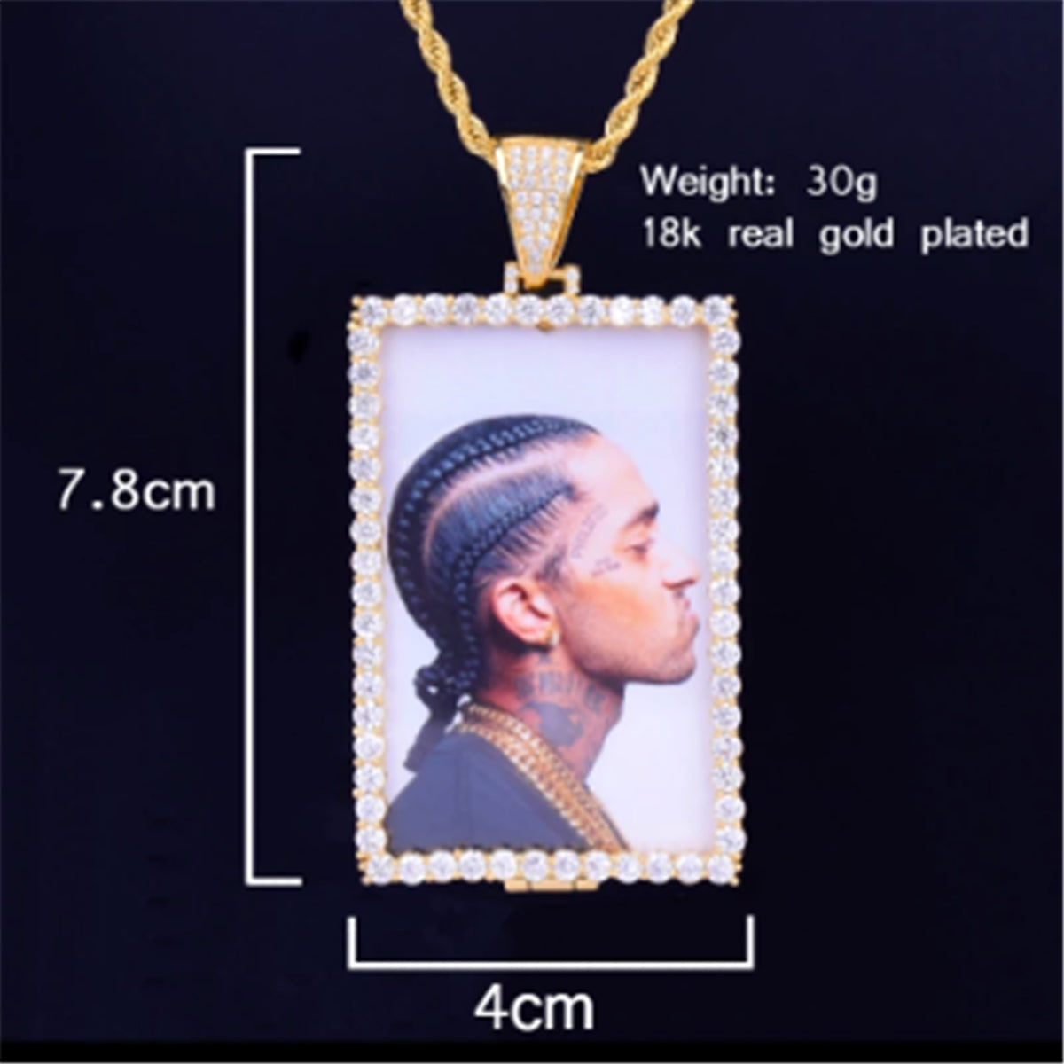 Custom Made Photo Squar Medallions Necklace - enhanced image 6
