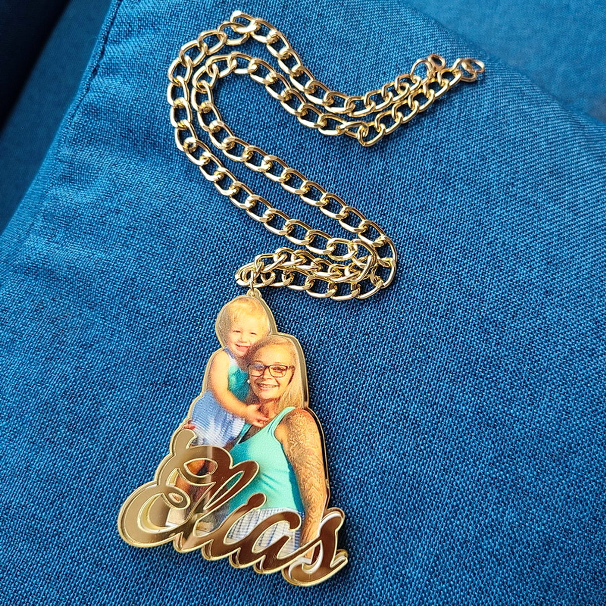 Custom Name Children's Painting Photo Necklace Artwork - enhanced image 6
