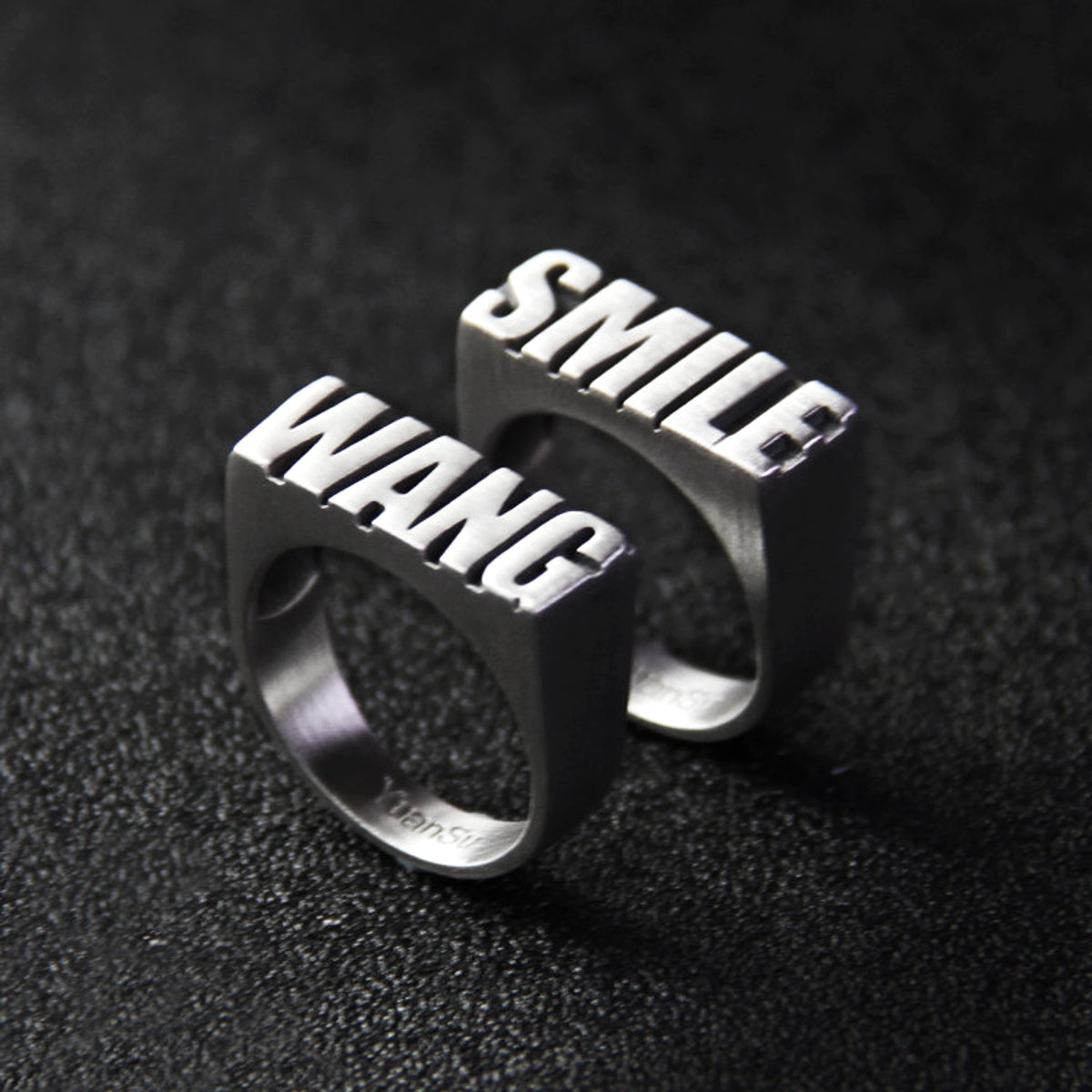 Personalized Sterling Silver Couple Rings – Custom Engraved Alphabet Rings - enhanced image 6