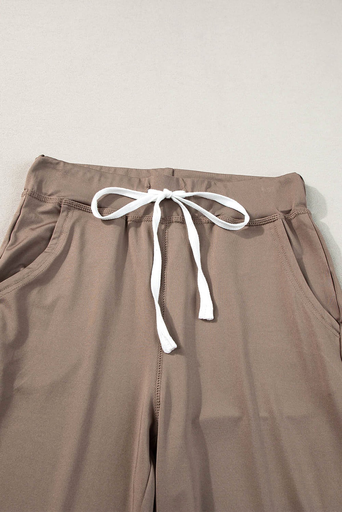 Dark Brown Drawstring Waist Pocketed Joggers - enhanced image 6