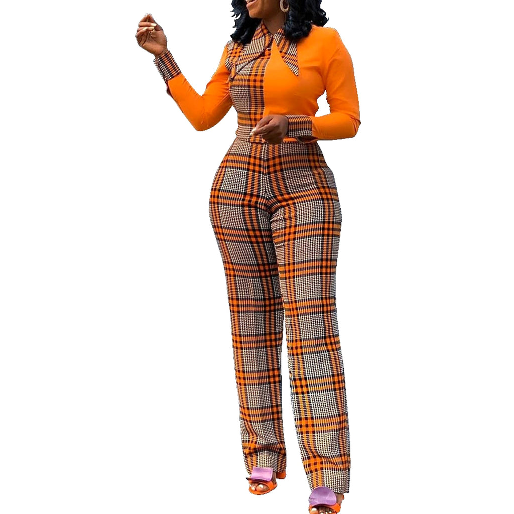 Digital Printing Check Stitching Jumpsuit - enhanced image 6