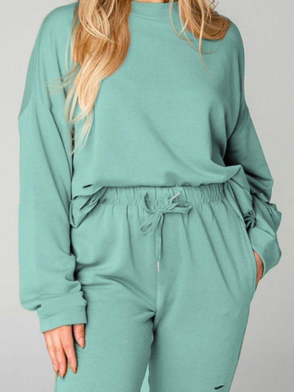 Distressed Sweatshirt and Joggers Set - enhanced image 6