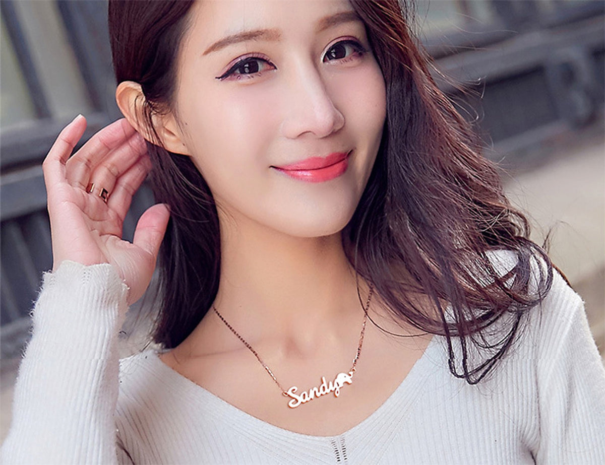 DIY One Piece Cut Name Jewelry Letter Zircon Diamond Necklace - enhanced image 6