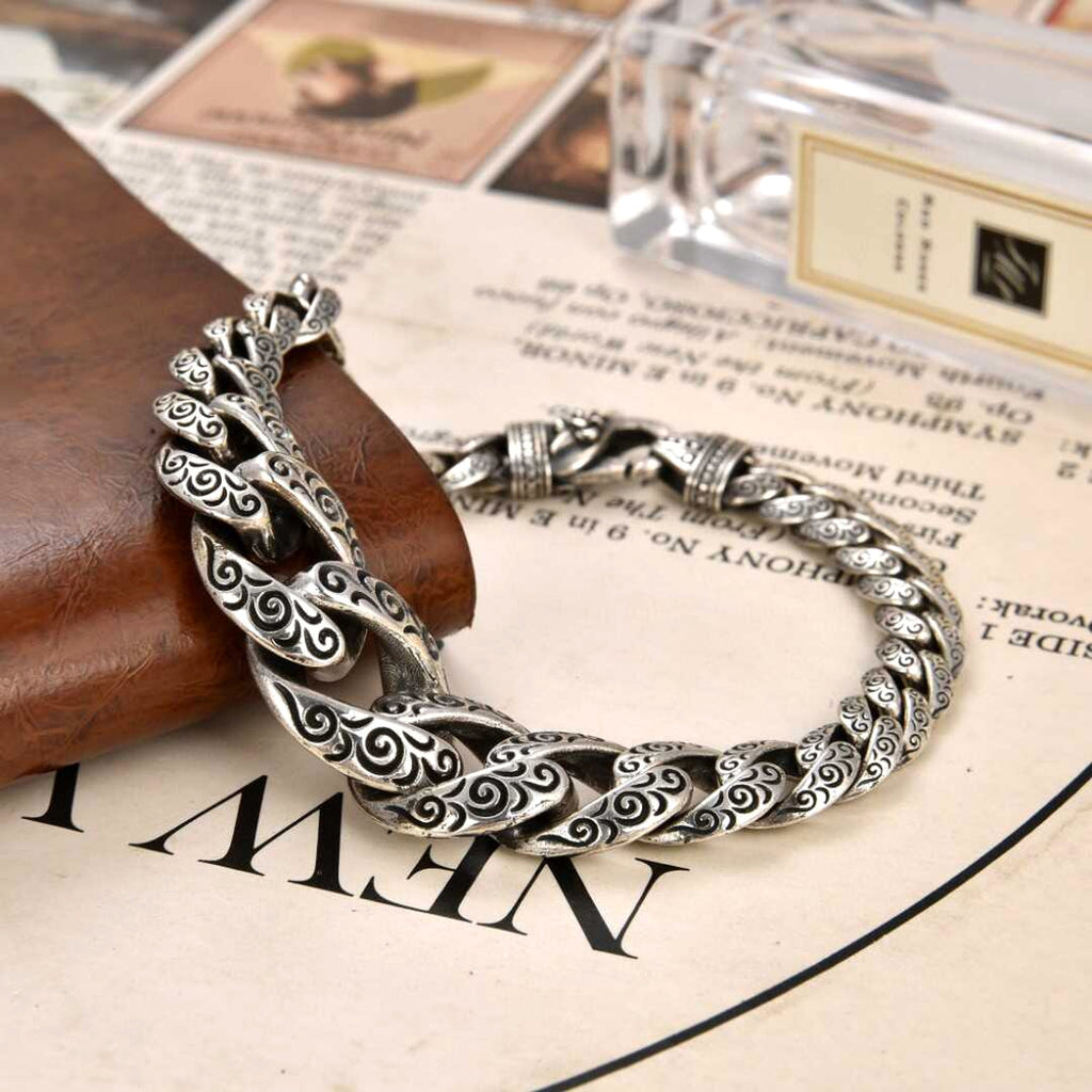 Domineering Retro Double Chinese Dragon Heads Bracelet - enhanced image 6