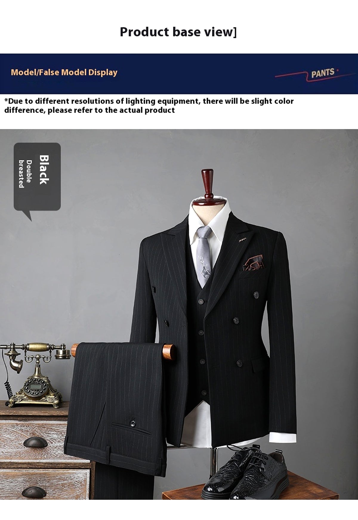 Double Breasted Stripes Suit Men's Suits - enhanced image 6