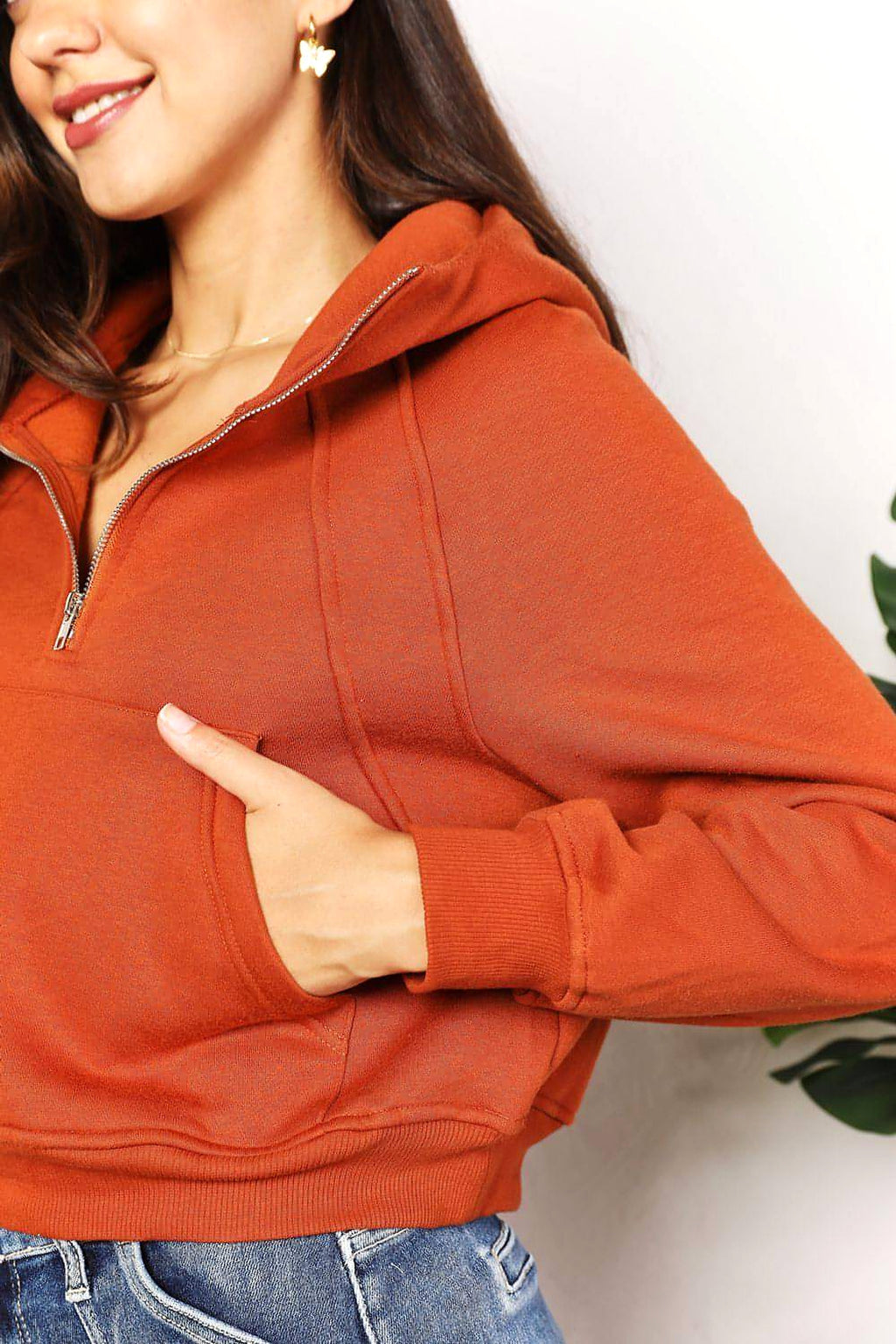 Double Take Half-Zip Long Sleeve Hoodie - enhanced image 6