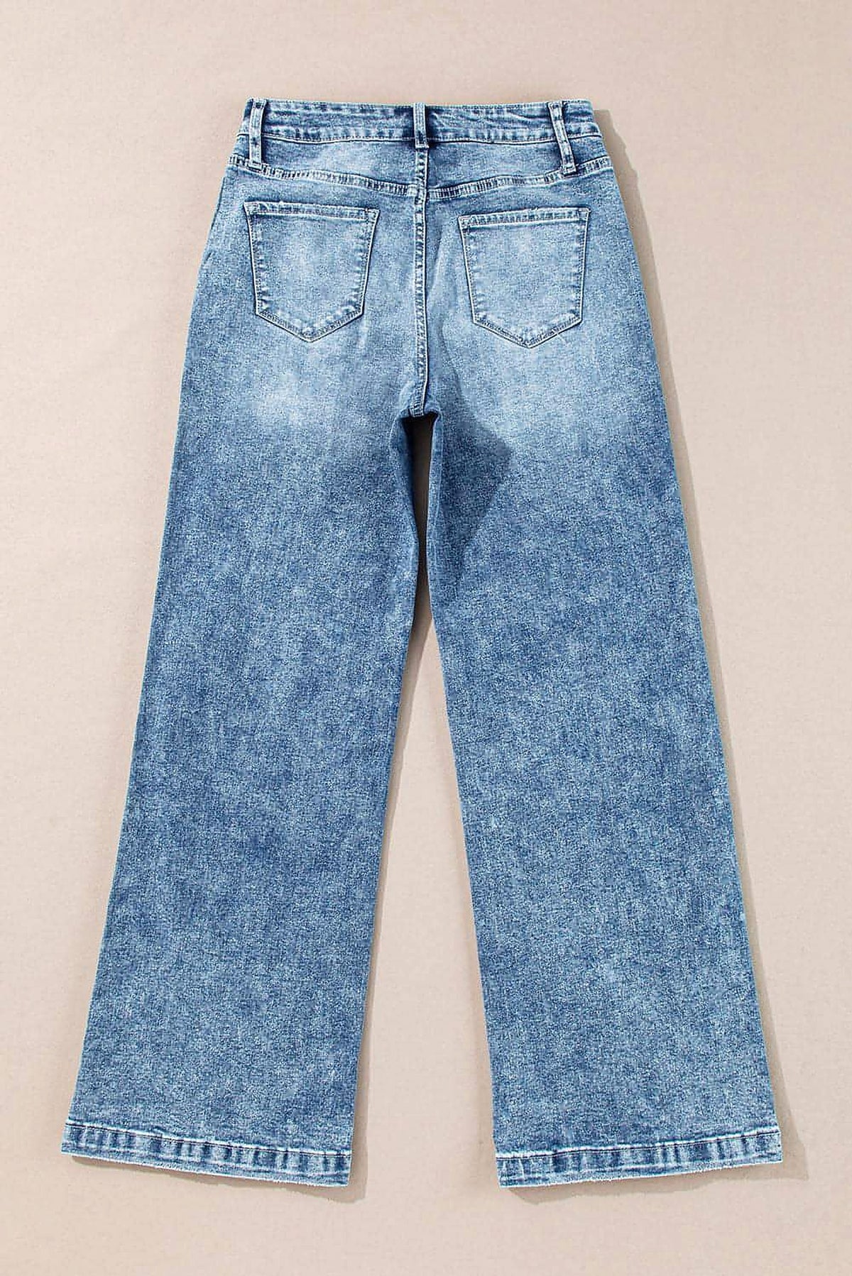 Dusk Blue Central Seamed Wide Leg High Waist Jeans - enhanced image 6