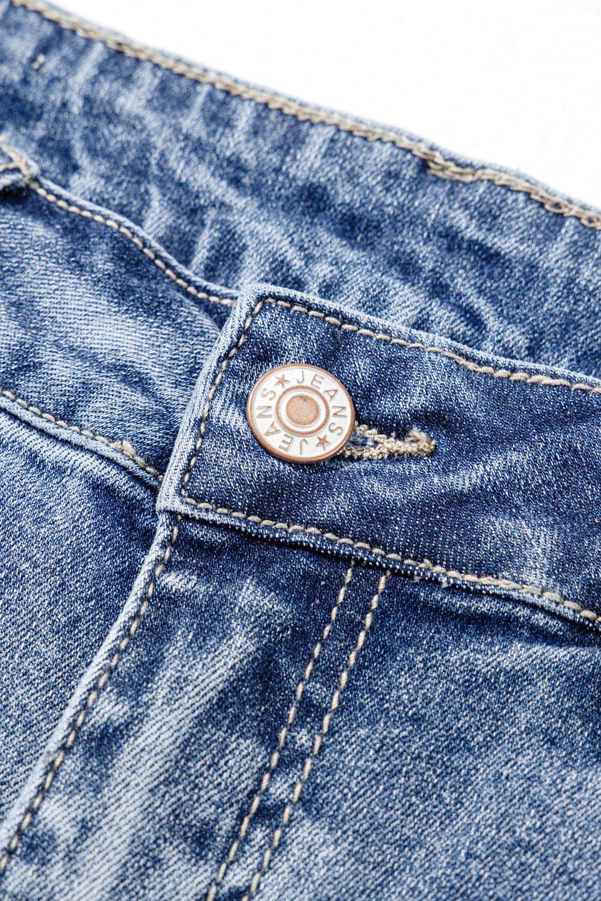 Dusk Blue High Rise Ripped Distressed Hem Flared Jeans - enhanced image 6