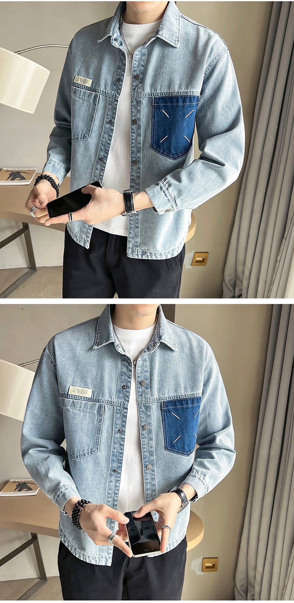 Fashion Brand Denim DressShirt - enhanced image 6