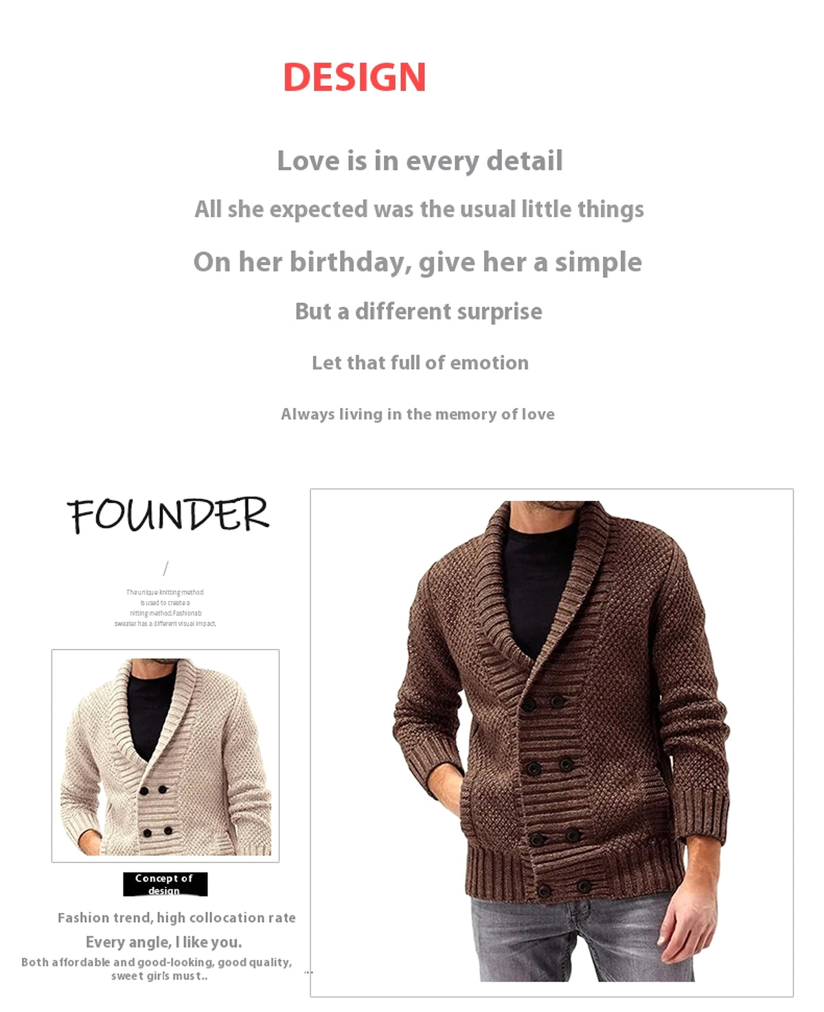 Fashion Simple Solid Color Men's Comfortable Long Sleeve Lapel Sweater - enhanced image 6