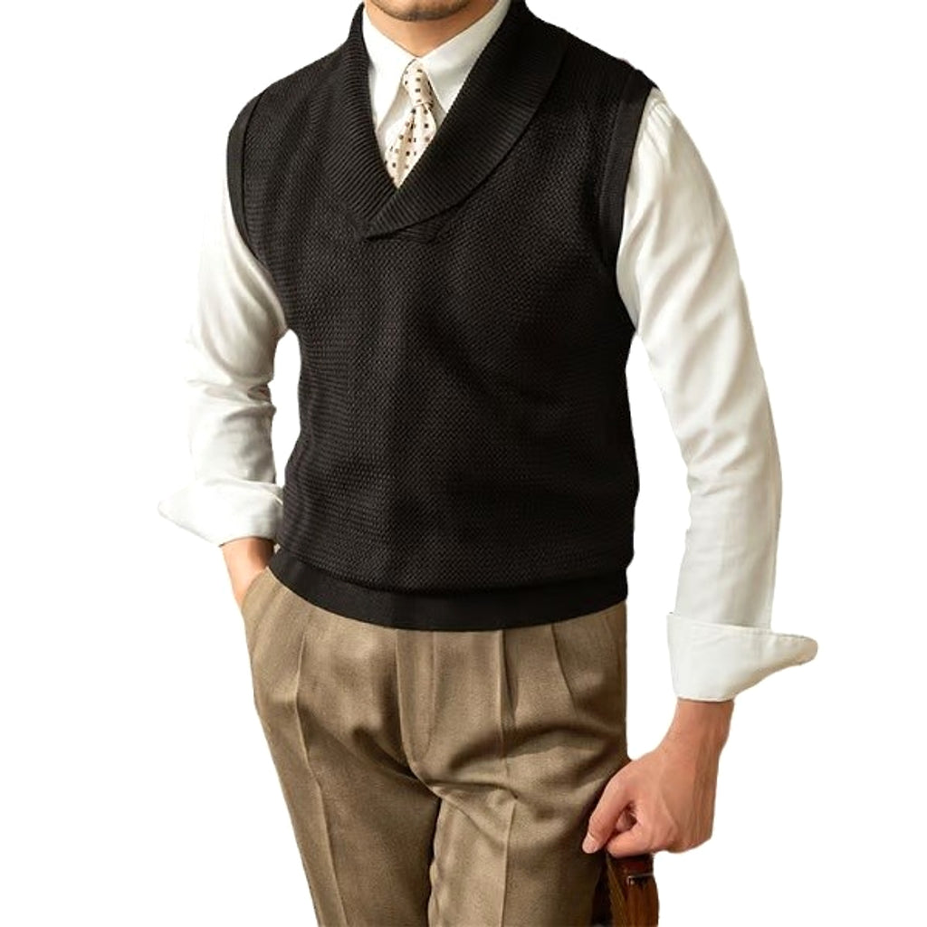 Fashionable Knitted Waistcoat Business Slim Fit Men - enhanced image 6
