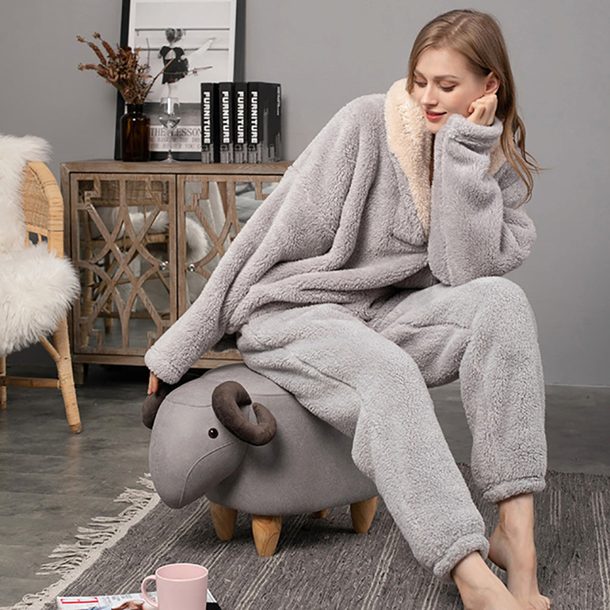 Flannel Pajamas Pajamas Set Thickening Couples Home Service - enhanced image 6