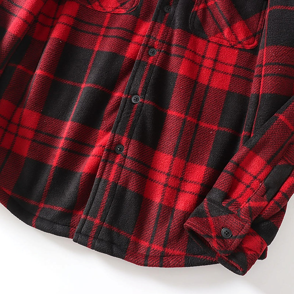 Flannel Plaid Warm Leisure Lapel Long Sleeve DressShirt - enhanced image 6