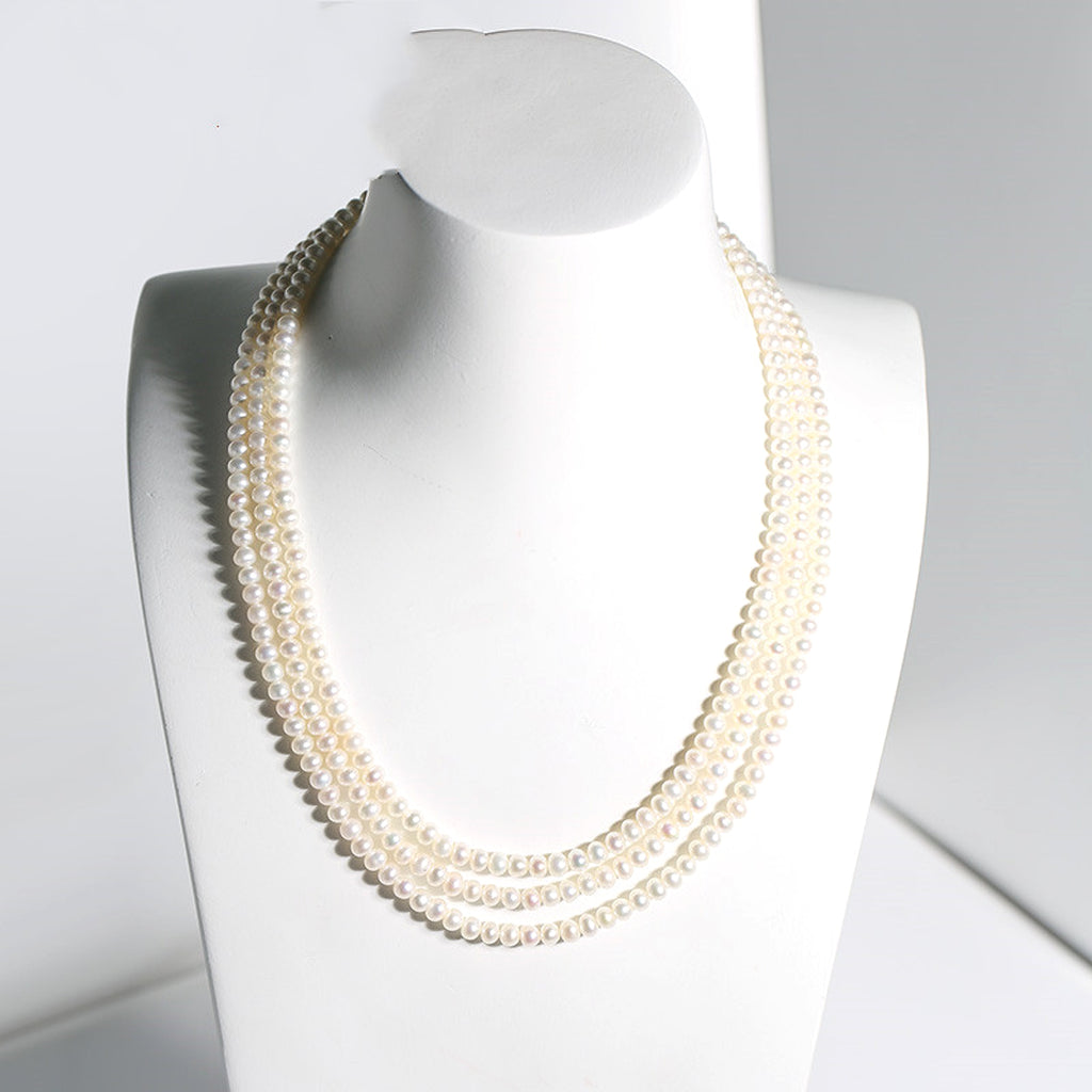 Freshwater Pearl Necklace Three Layer Design - enhanced image 6