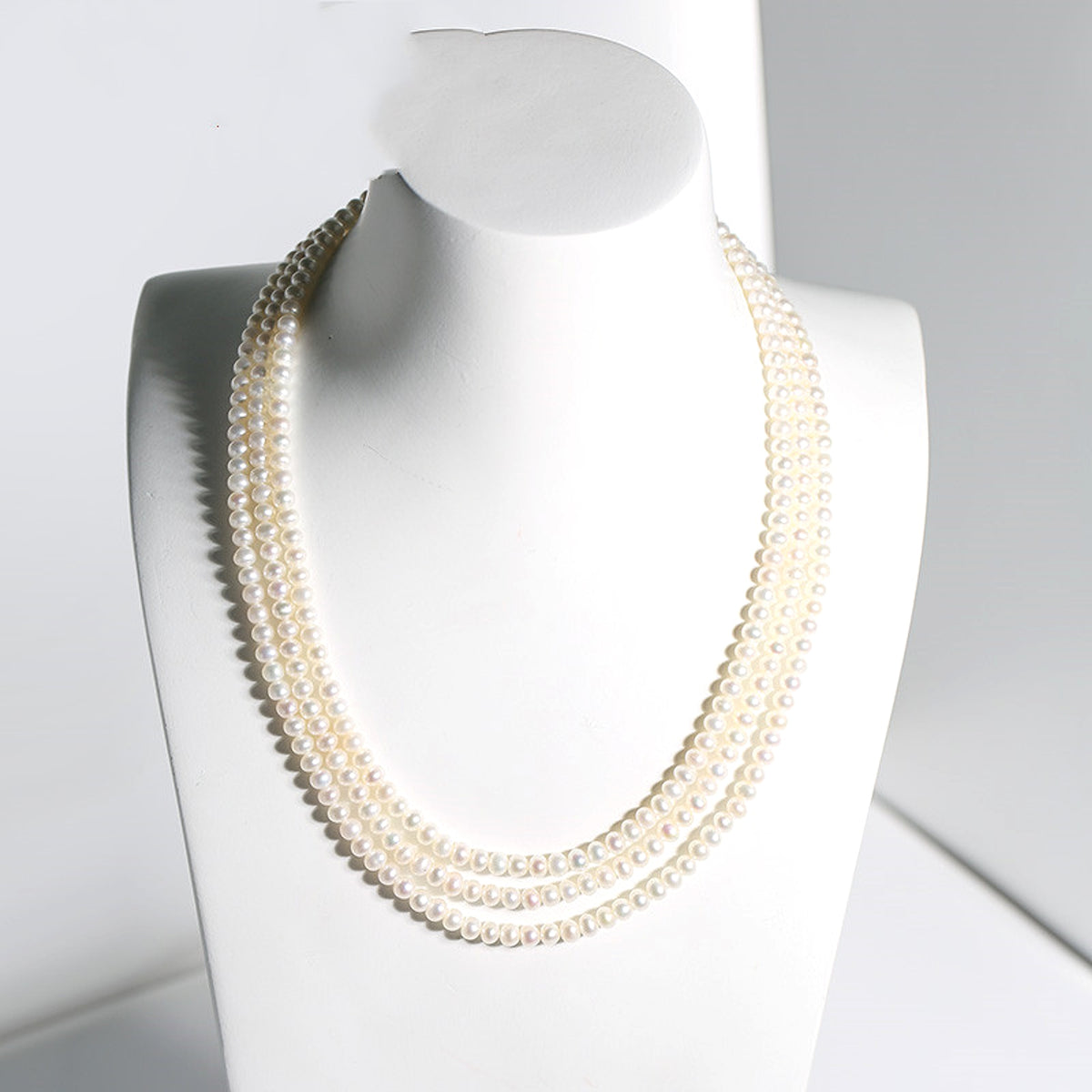 Freshwater Pearl Necklace Three Layer Design - enhanced image 6